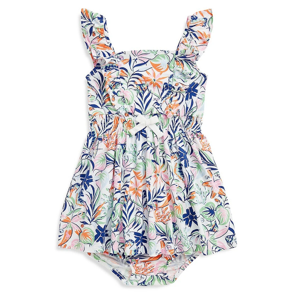 Baby Girl's 2-Piece Tropical-Print Dress & Bloomer Set