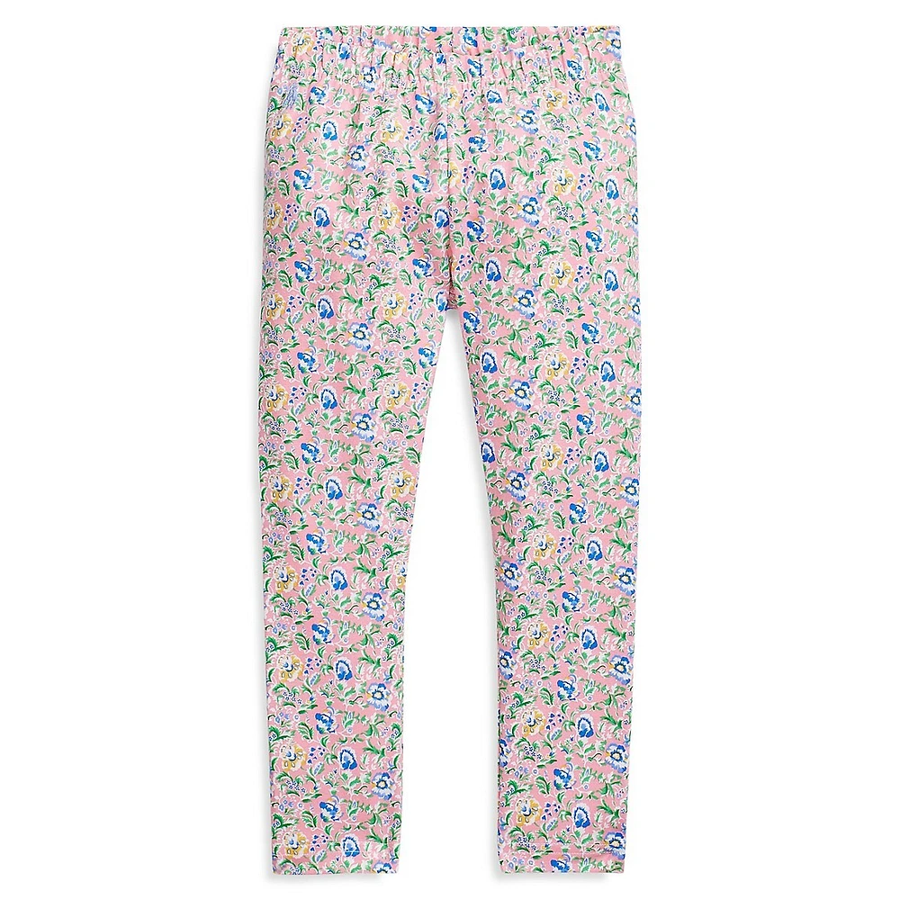 Little Girl's Floral Stretch Jersey Leggings