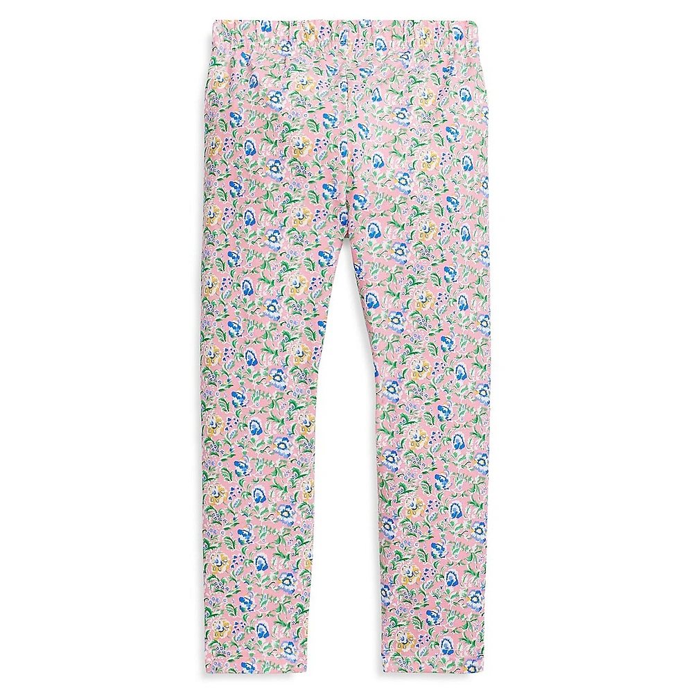 Little Girl's Floral Stretch Jersey Leggings