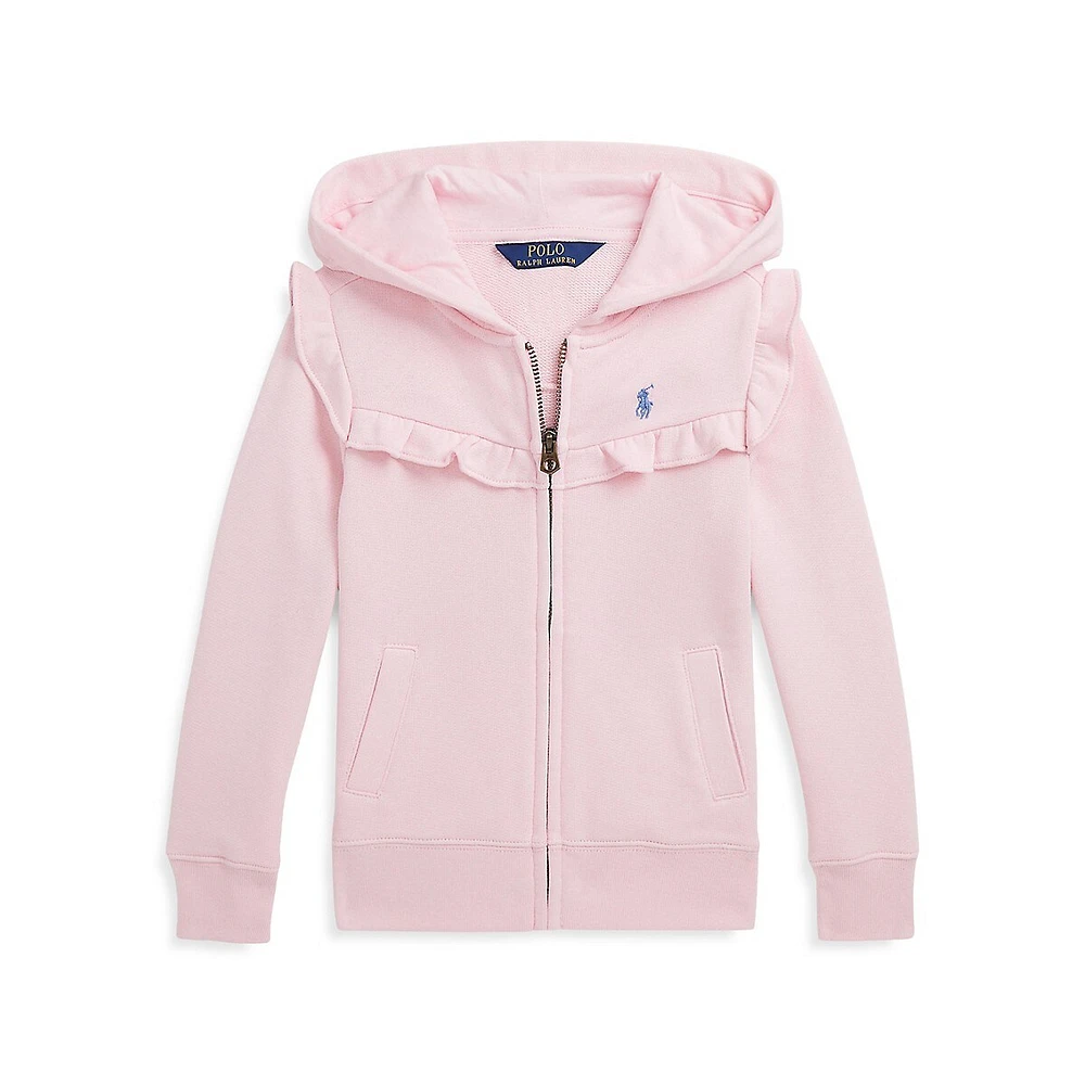 Little Girl's Ruffled Terry Full-Zip Hoodie