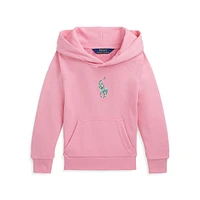 Little Girl's Floral Big Pony Terry Hoodie