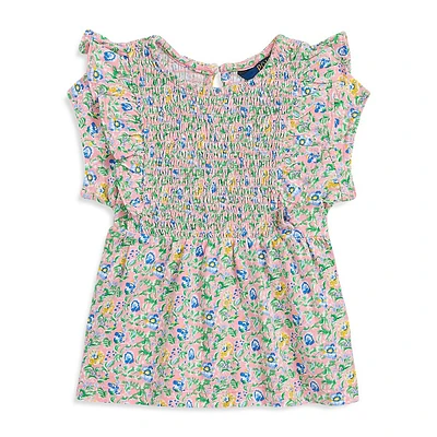 Little Girl's Floral Smocked Cotton Jersey Top