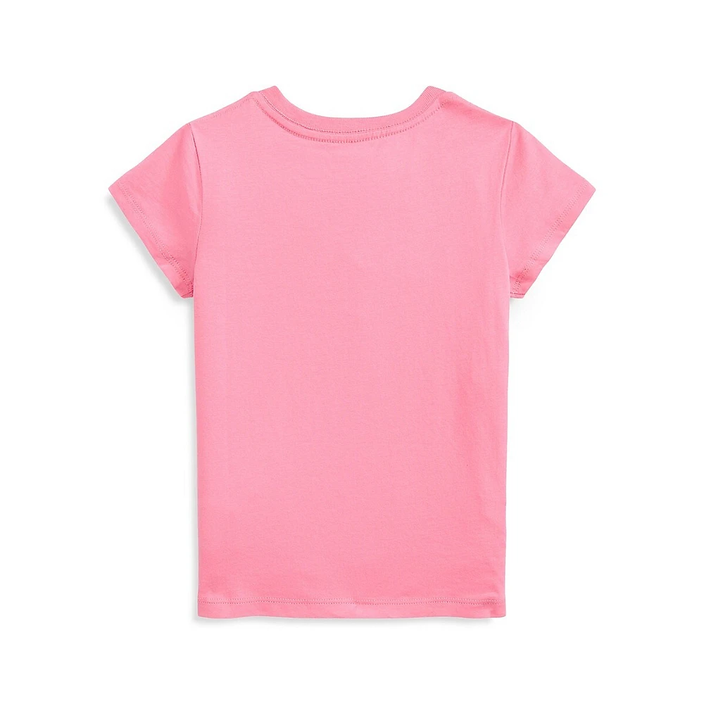 Little Girl's Patchwork Logo T-Shirt