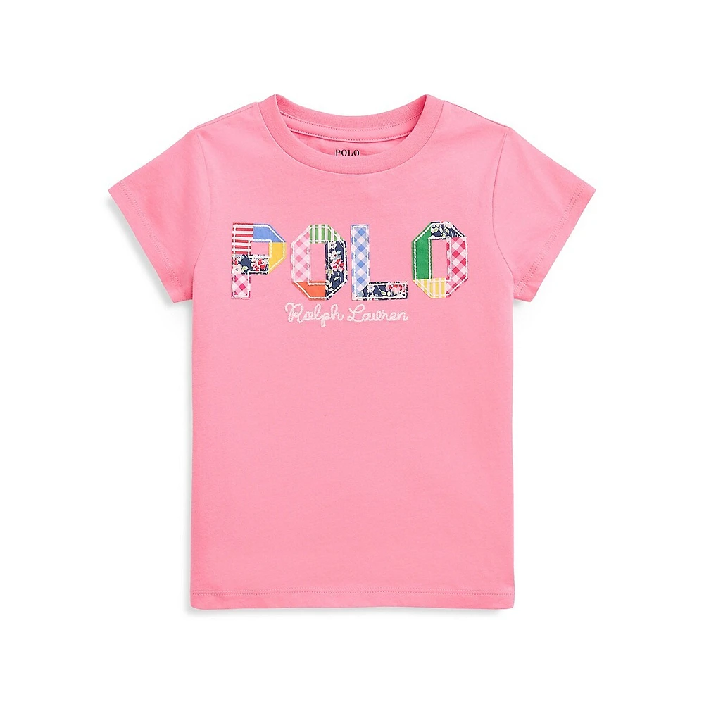 Little Girl's Patchwork Logo T-Shirt