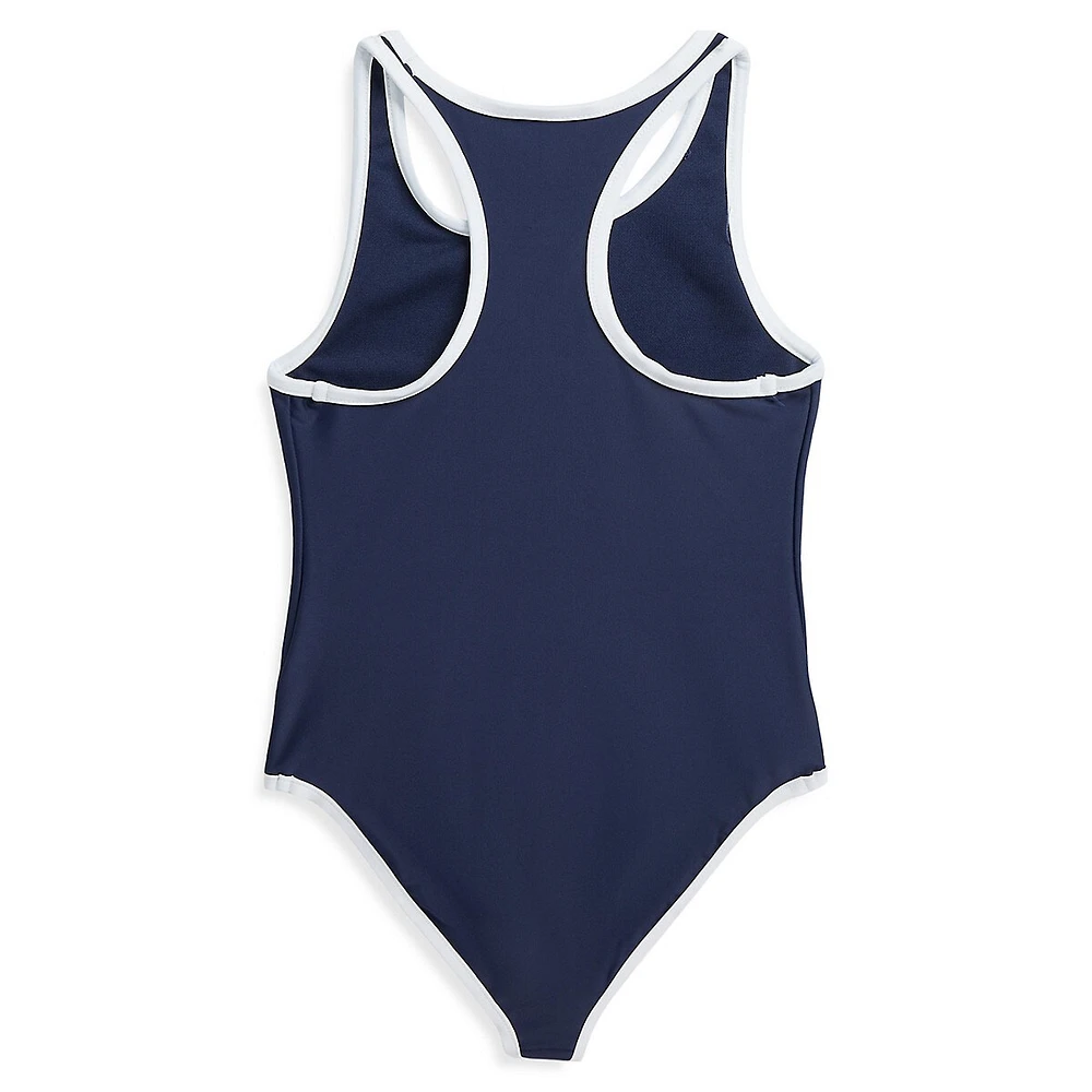 Little Girl's Polo Bear One-Piece Swimsuit