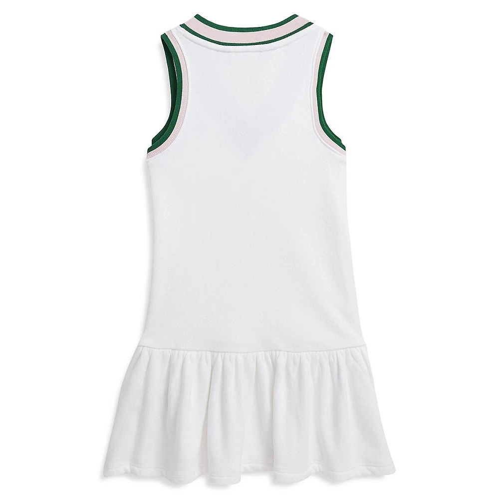 Little Girl's Sleeveless Cricket-Stripe Terry Dress