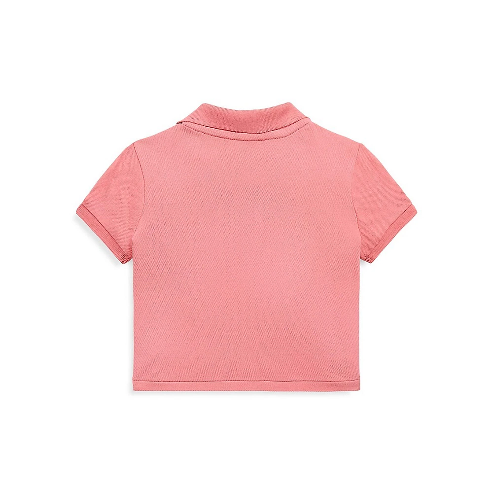 Little Girl's Twist-Front Stretch Mesh Polo Shirt