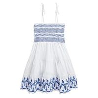 Little Girl's Strappy Smocked Eyelet Dress