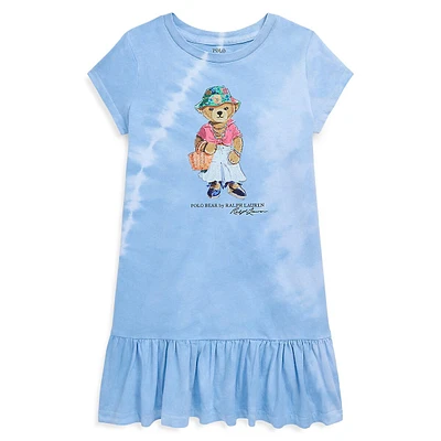 Little Girl's Tie-Dye Polo Bear Cotton T-Shirt Dress