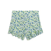 Short fleuri en filet et à volants pour fille