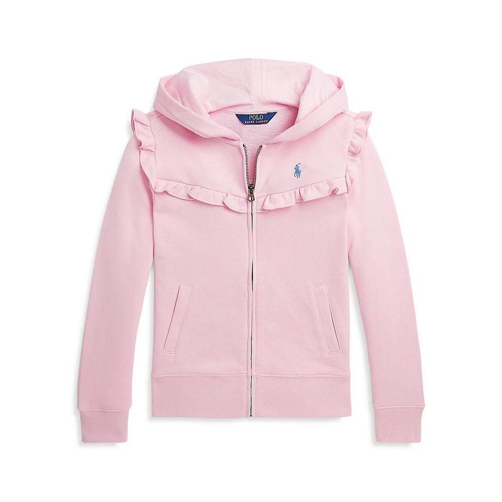 Girl's Ruffled Terry Full-Zip Hoodie