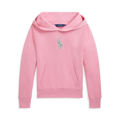 Girl's Floral Big Pony Terry Hoodie