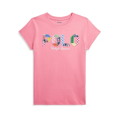 Girl's Patchwork-Motif Logo T-Shirt