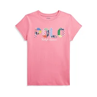 Girl's Patchwork-Motif Logo T-Shirt