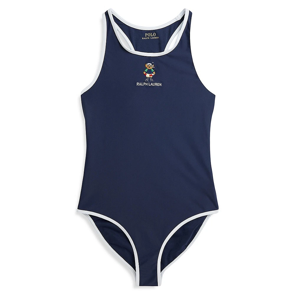 Girl's Polo Bear One-Piece Swimsuit