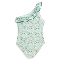 Girl's Floral One-Shoulder One-Piece Swimsuit