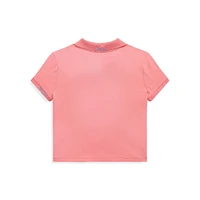 Girl's Twist-Front Stretch Mesh Polo Shirt