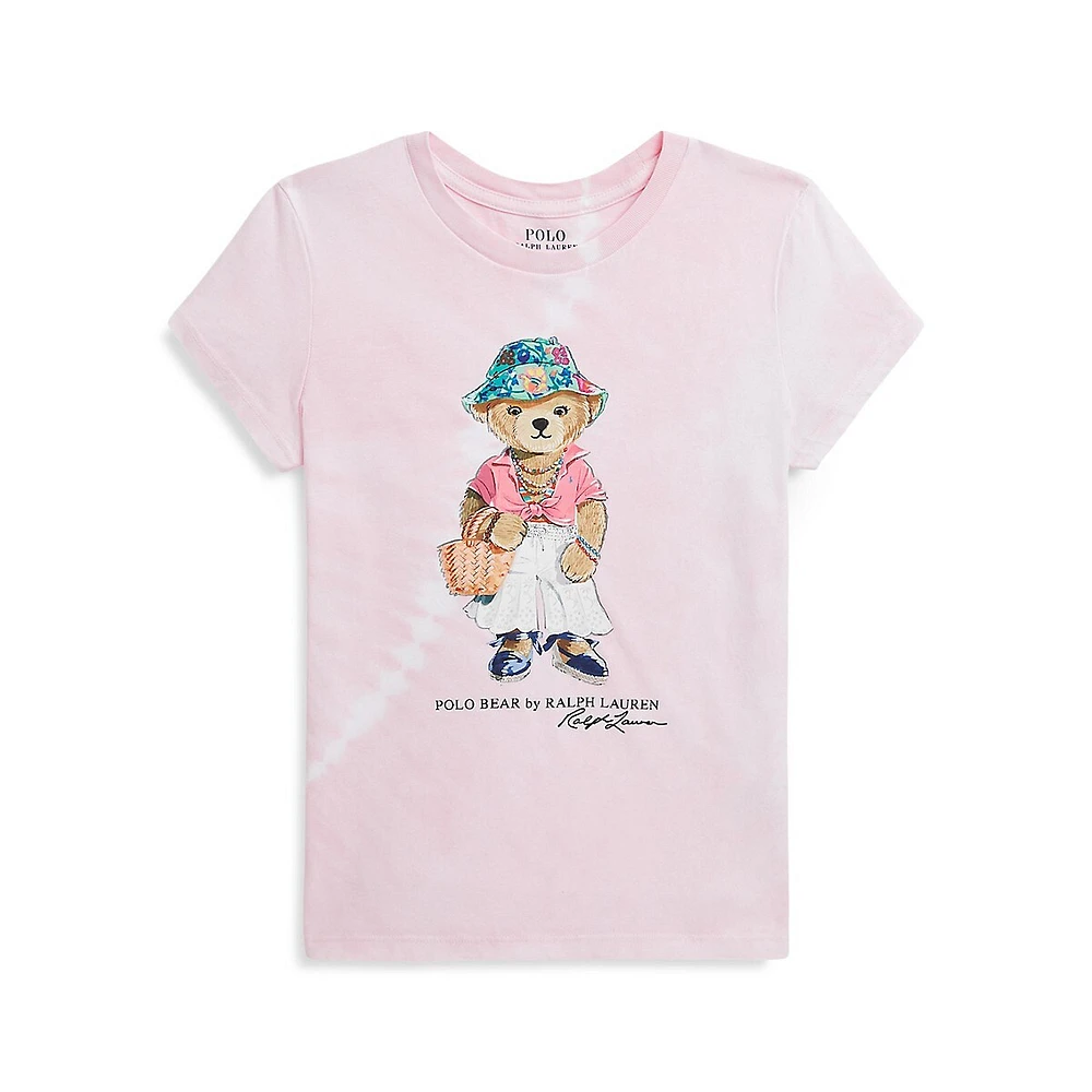 Girl's Polo Bear Tie-Dye Cotton Jersey T-Shirt