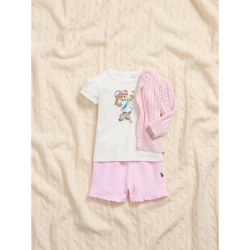 Baby Girl's 2-Piece Polo Bear T-Shirt & Shorts Set