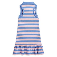 Little Girl's Striped Stretch Mesh Polo Dress