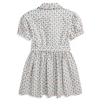 Little Girl's Belted Floral Oxford Shirt Dress