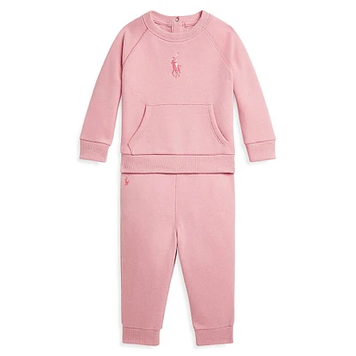 Baby Girl's 2-Piece Fleece Sweatshirt & Jogger Pants Set