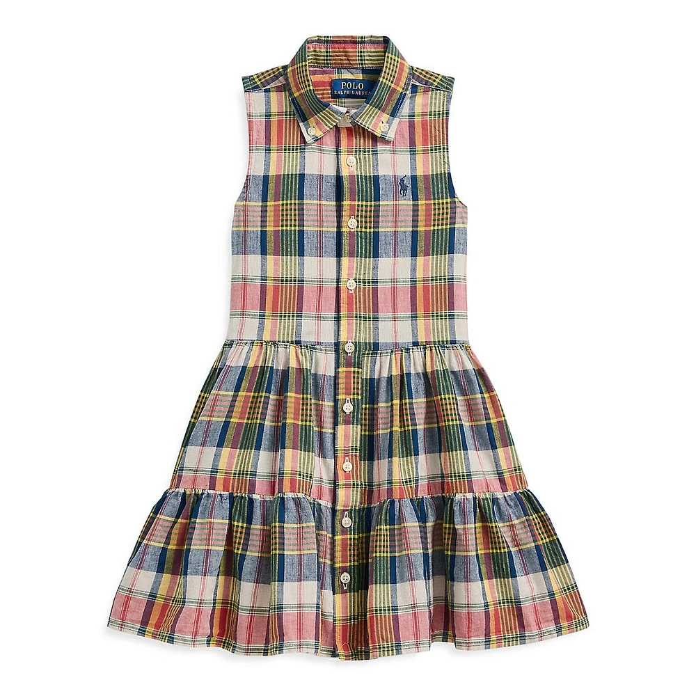 Little Girl's Plaid Madras Shirt Dress