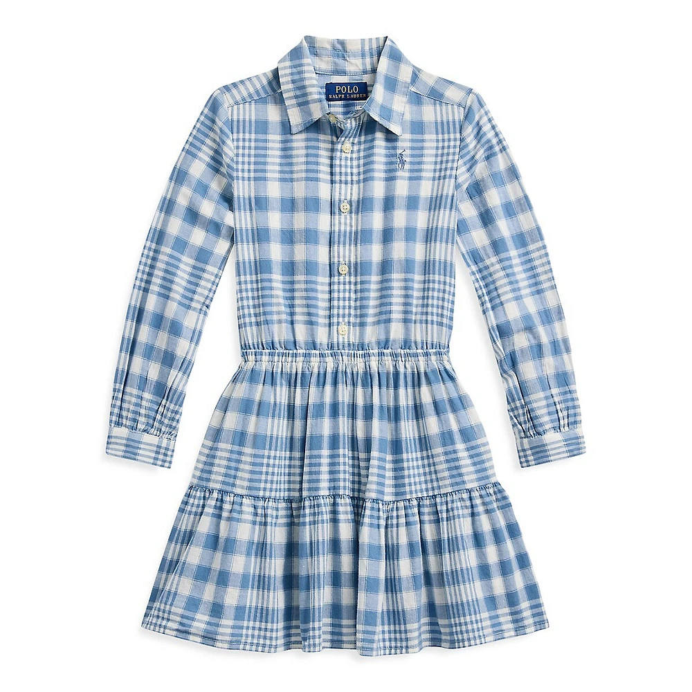 Little Girl's Gingham Madras Shirt Dress