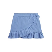 Little Girl's Ruffled Stretch Mesh Wrap Skort