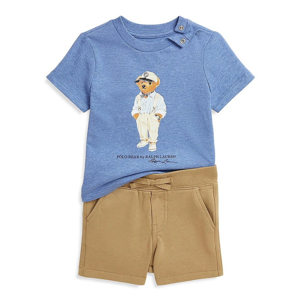 Baby Boy's 2-PiecePolo Bear Jersey T-Shirt & Terry Short Set