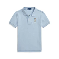 Little Boy's Polo Bear Cotton Mesh Shirt