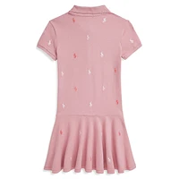 Girl's Polo Pony Stretch Mesh Dress