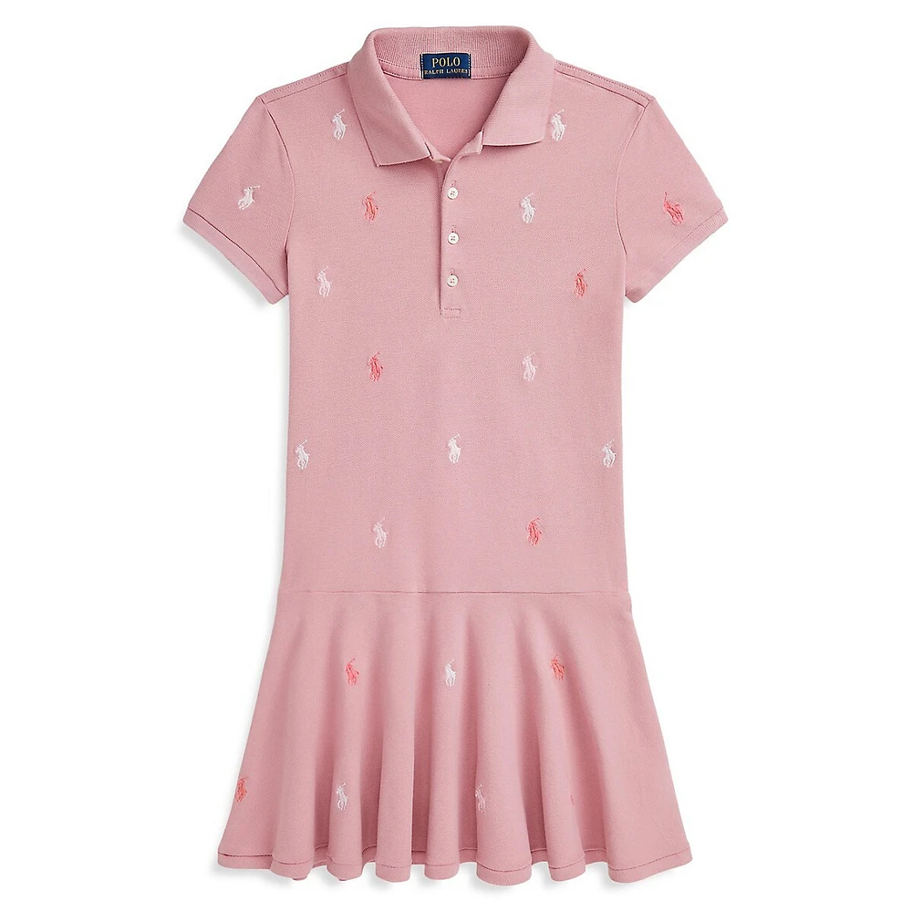 Girl's Polo Pony Stretch Mesh Dress