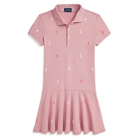 Girl's Polo Pony Stretch Mesh Dress