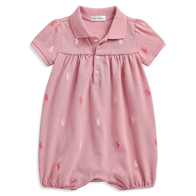 Baby Girl's Polo Pony Bubble Shortalls