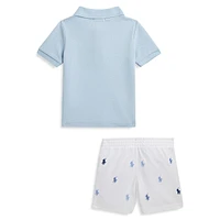 Baby Boy's 2-Piece Mesh Polo Shirt & Shorts Set