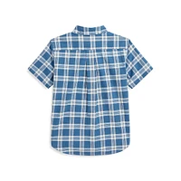 Little Boy's Plaid Cotton Short-Sleeve Shirt