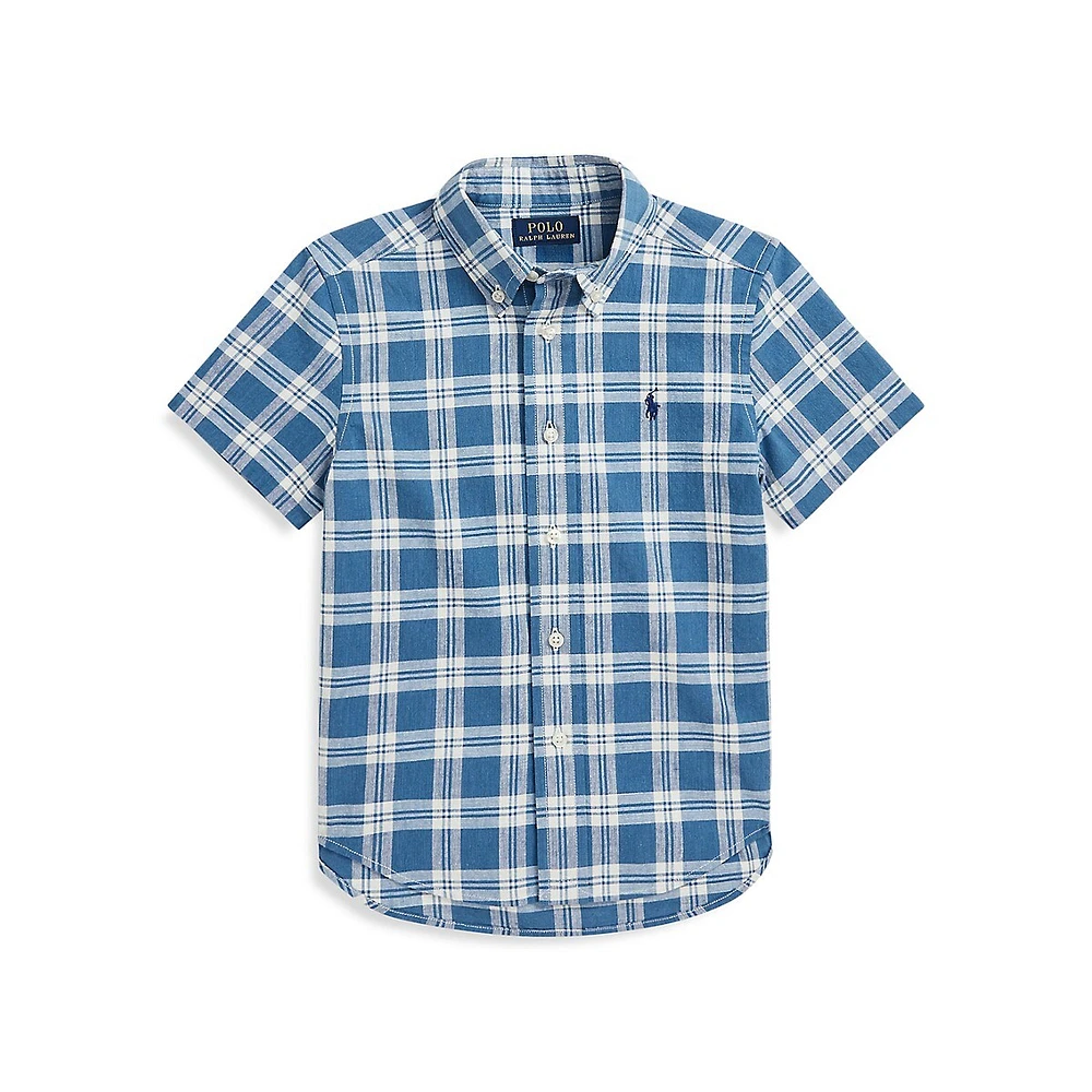 Little Boy's Plaid Cotton Short-Sleeve Shirt