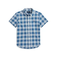 Little Boy's Plaid Cotton Short-Sleeve Shirt