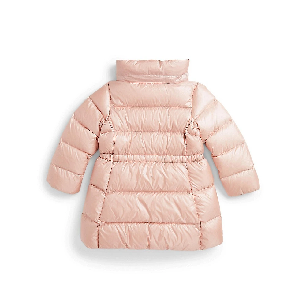 Little Girl's Down-Blend Metallic Quilted Winter Jacket