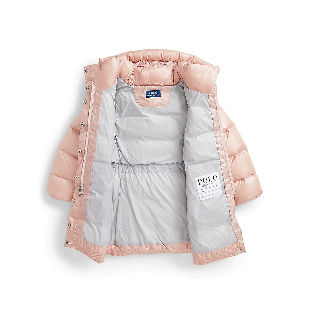 Little Girl's Down-Blend Metallic Quilted Winter Jacket