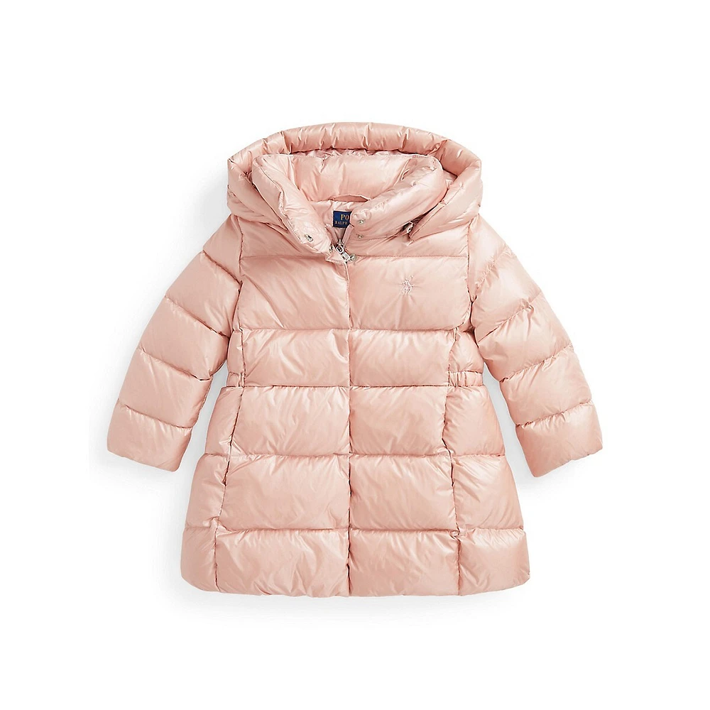 Little Girl's Down-Blend Metallic Quilted Winter Jacket