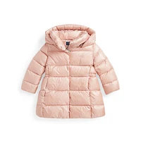 Little Girl's Down-Blend Metallic Quilted Winter Jacket