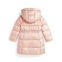 Girl's Down-Blend Metallic Quilted Winter Jacket