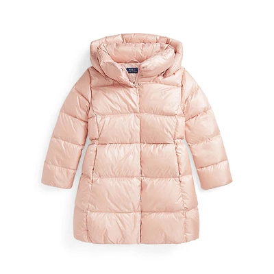 Girl's Down-Blend Metallic Quilted Winter Jacket