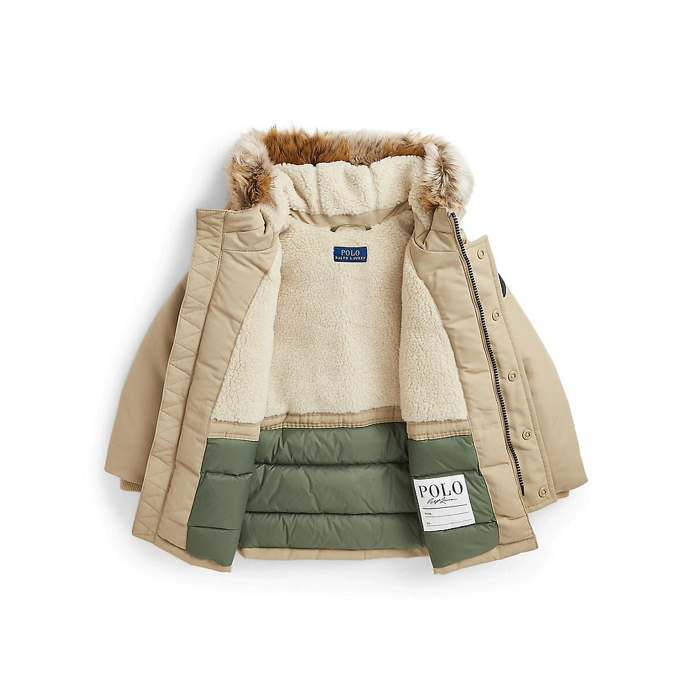 Little Boy's Faux Fur-Trimmed Hood Down Parka