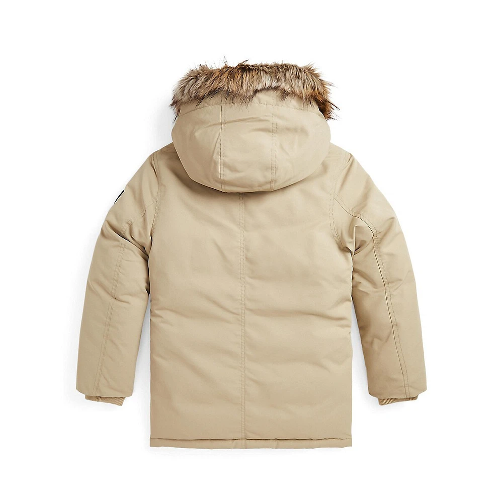 Boy's Faux-Fur-Trim Down Parka