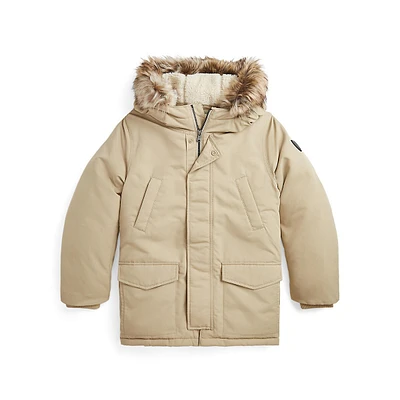 Boy's Faux-Fur-Trim Down Parka