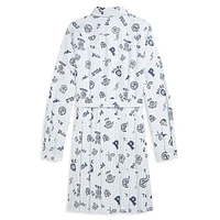 Girl's Logo-Print Pleated Oxford Shirt Dress