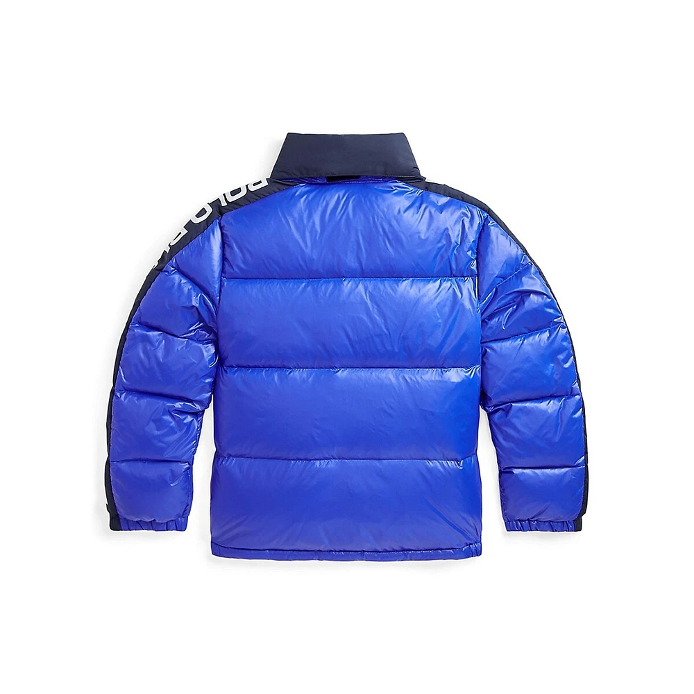 Boy's Logo-Tape Hooded Down Jacket